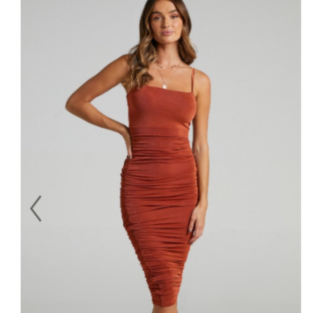 Showpo Commit To Me Bodycon Midi Dress Rust
